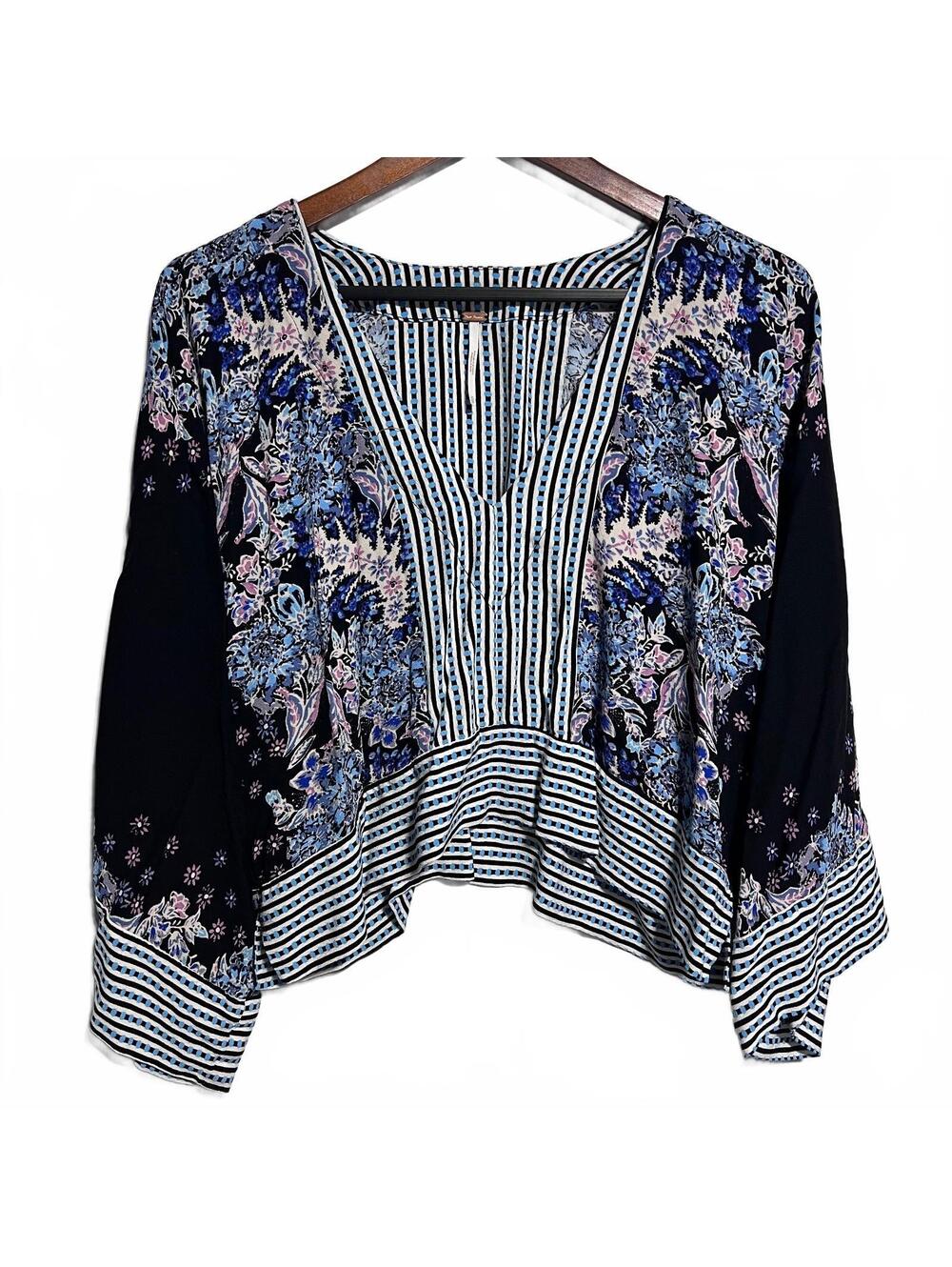 Free People Mix n Match Oversized Boxy Top Women's XS Abstract Floral Boho